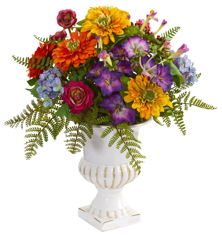 Nearly Natural Mixed Floral Artificial Arrangement In Urn