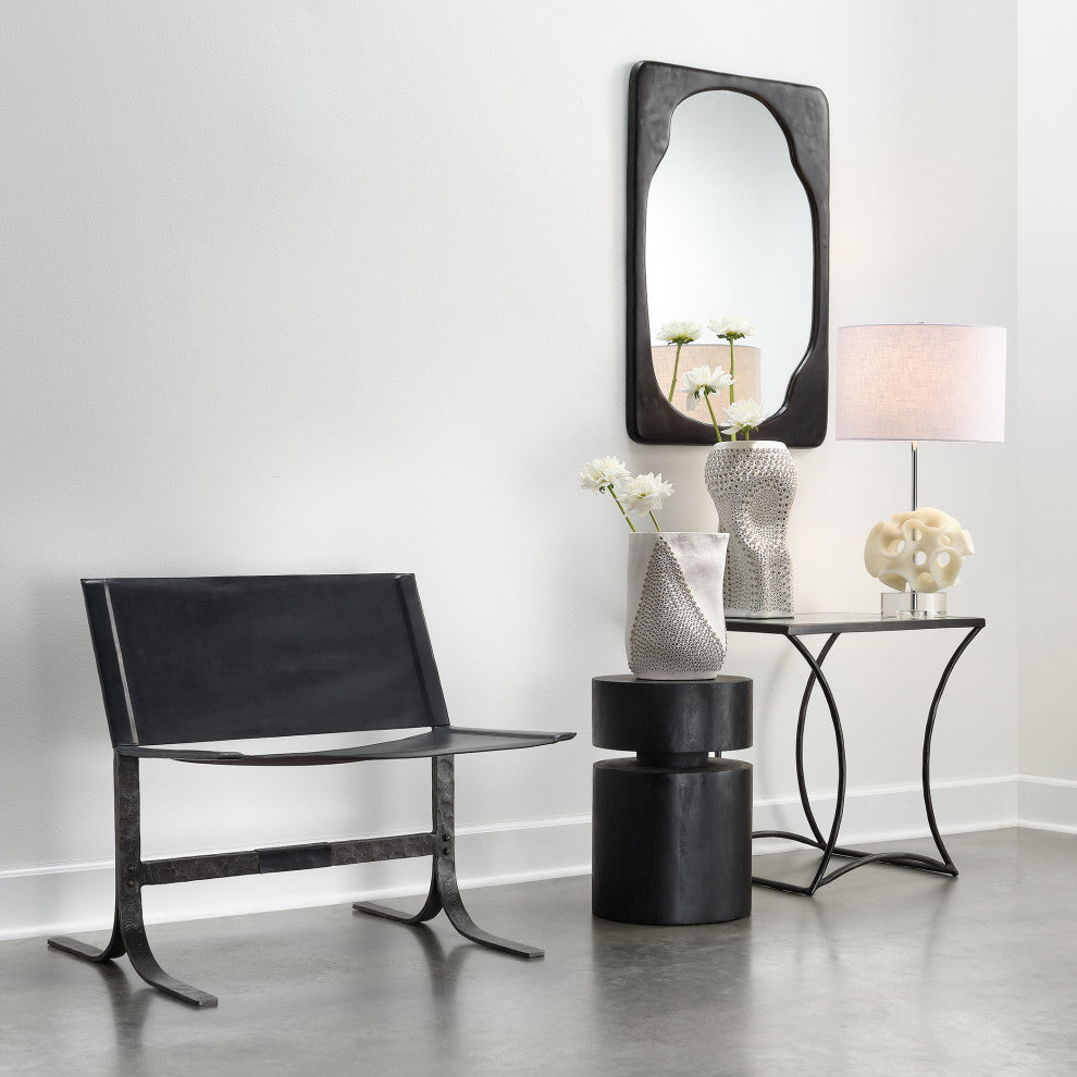 Dylan Wood Round Side Table, Grey