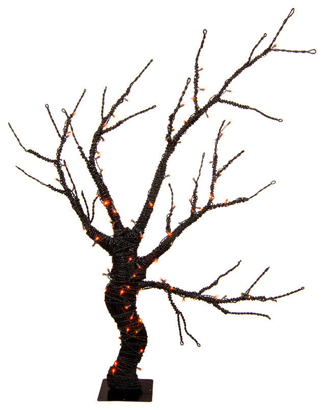 6' Tall Halloween Tree With Orange LED Lights And A Black Base