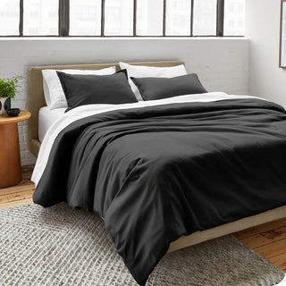 Bare Home Microfiber Duvet Cover & Sham Set, Black, King
