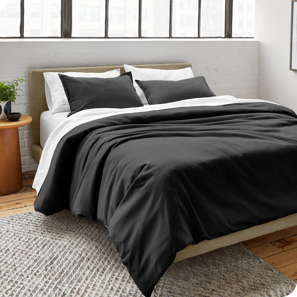 Bare Home Microfiber Duvet Cover & Sham Set, Black, King