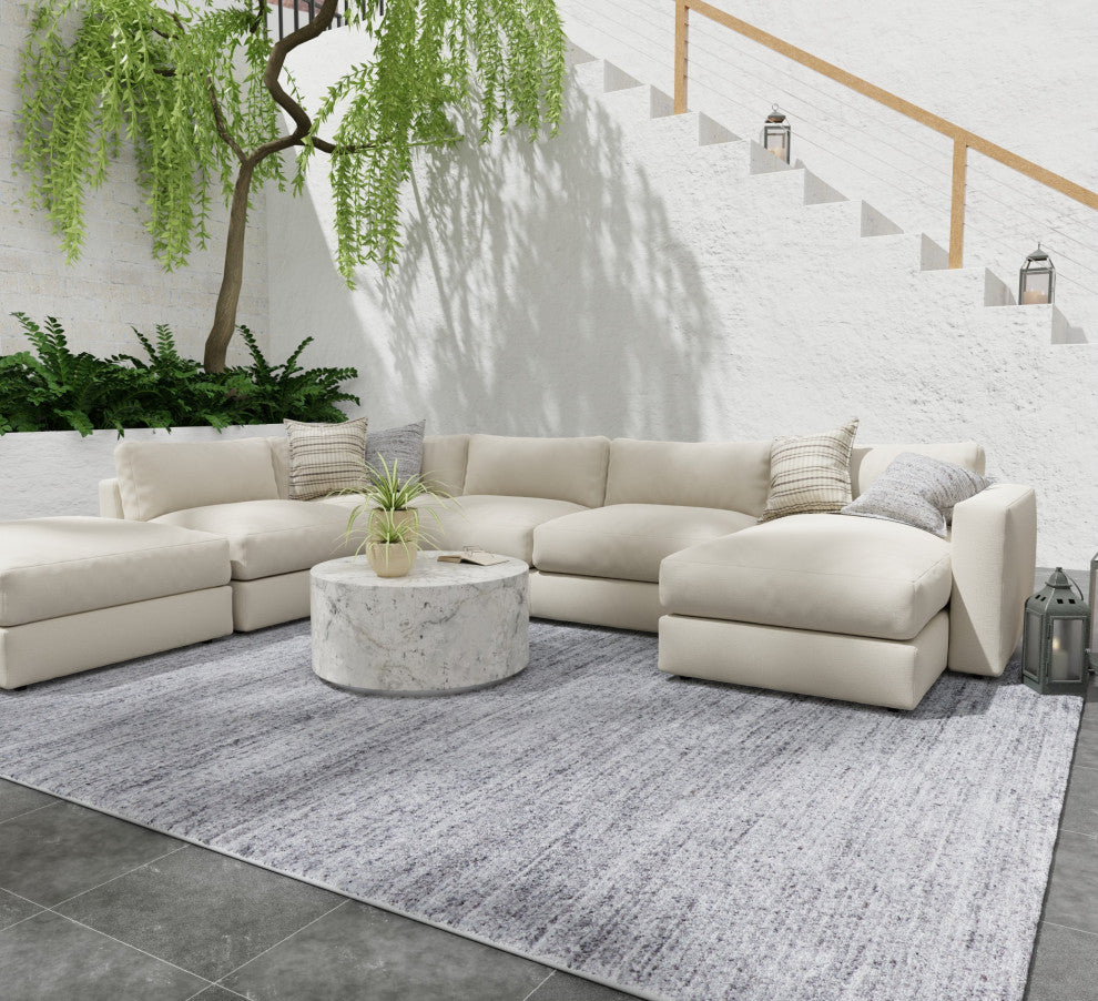 Finley T6046 Modern/Casual Area Rug, Gray/Ivory, 5'x8'