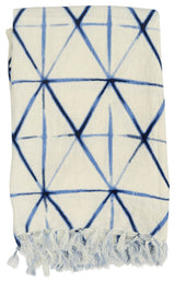 Shibori Throw, 50"x70", Indigo Natural
