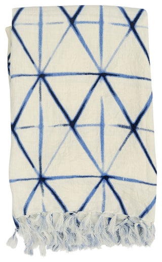 Shibori Throw, 50"x70", Indigo Natural