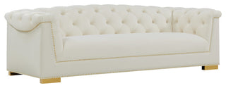 Farah Velvet Sofa, Cream