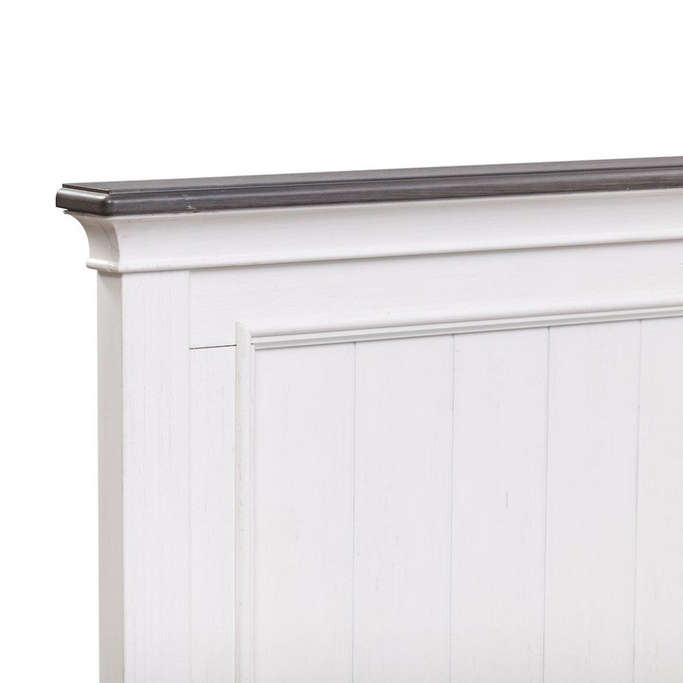 Full Panel Bed in Poplar & Rubberwood Solids w/ Cathedral White Oak Tops