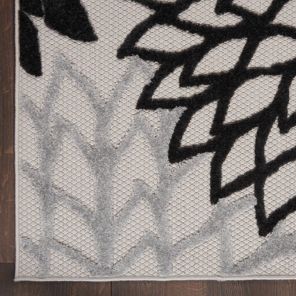 Nourison Aloha 6' x 9' Black White Tropical Area Rug