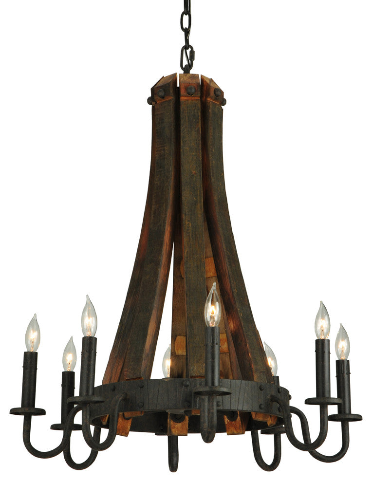 24W Barrel Stave Madera 8 LT Chandelier