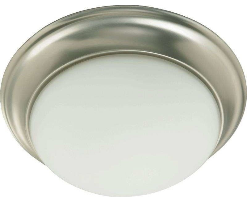 17" Satin Opal Ceiling Flush Mount, Satin Nickel