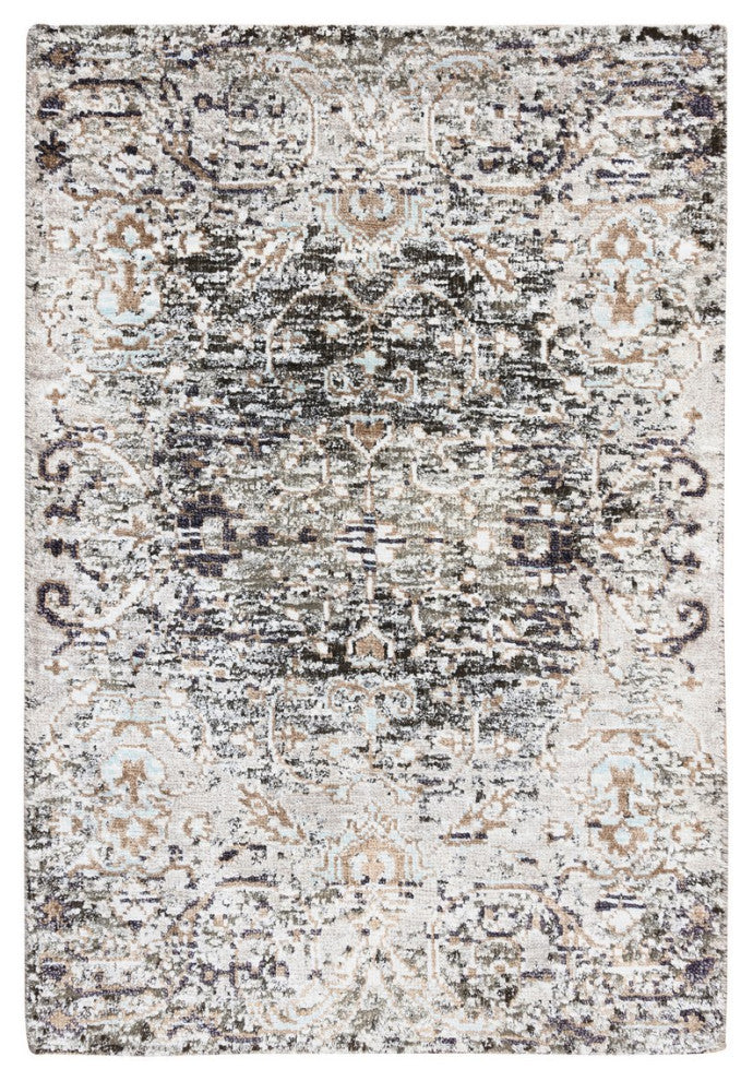 Gray, Hand Knotted Modern Persian Silk With Wool Mat Rug, 2'1"x3'0"