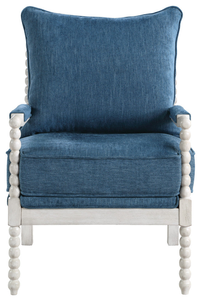 Kaylee Spindle Chair, Navy Fabric With White Frame