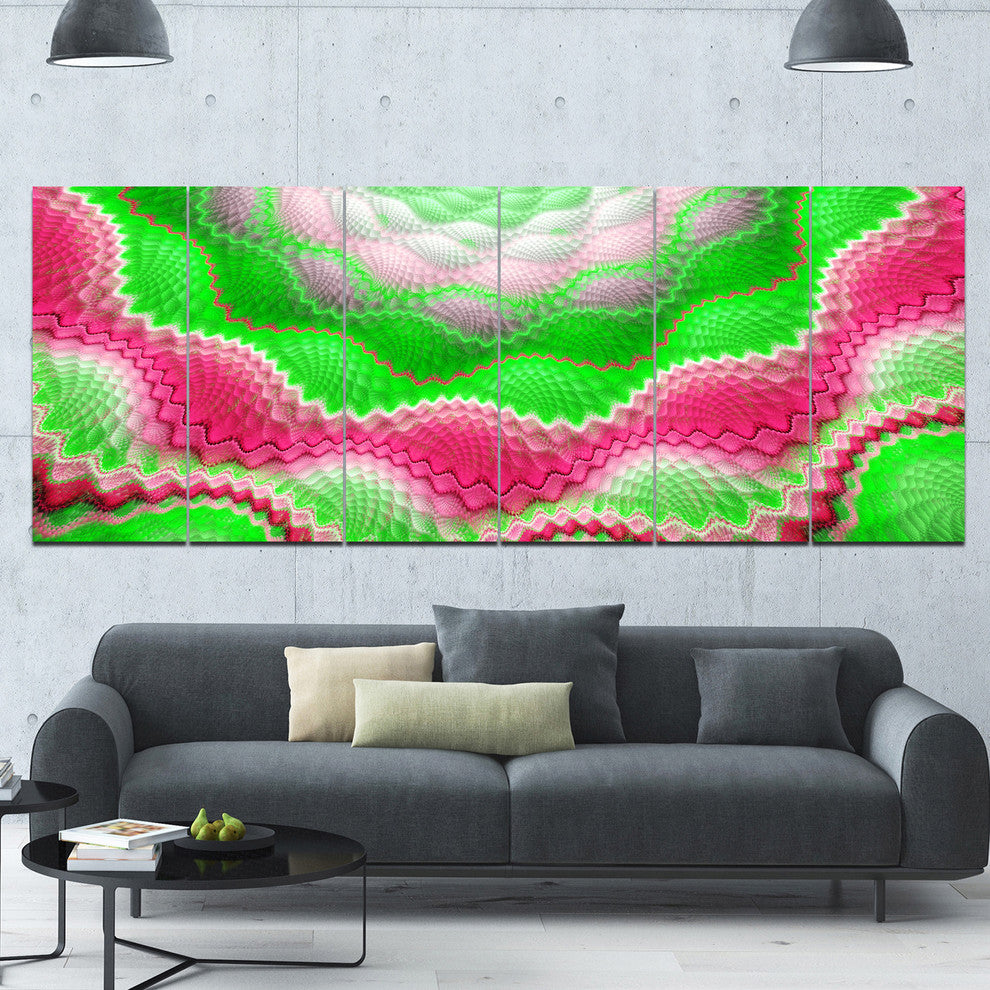Snake Skin Exotic Flower, Abstract Wall Art Canvas, 70"x28", 6 Panels