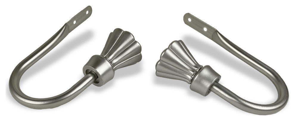 Pasha Curtain Holdback Pair, Satin Nickel