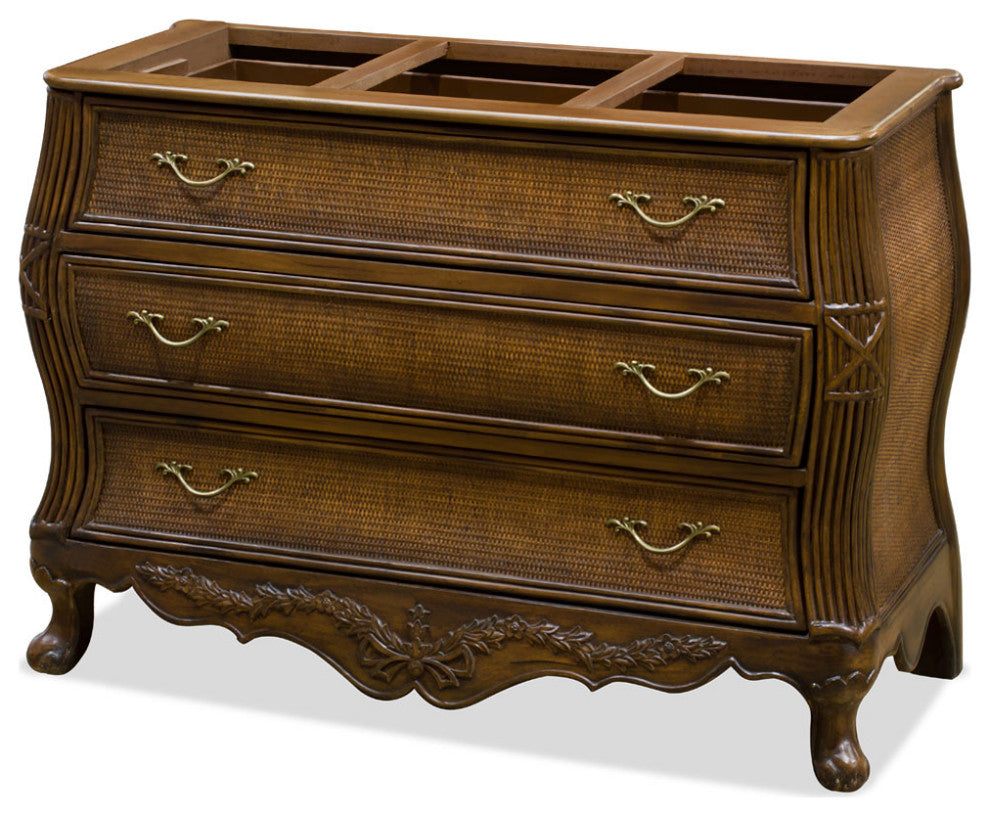 French Motif Rattan Oriental Chest of Drawers