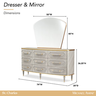 St. Charles Dresser With Mirror, Dove Gray