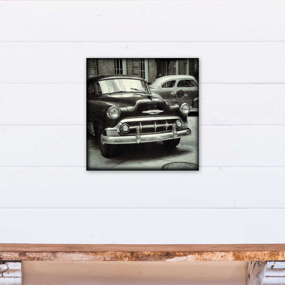 Black and White Vintage Cars Print on Canvas