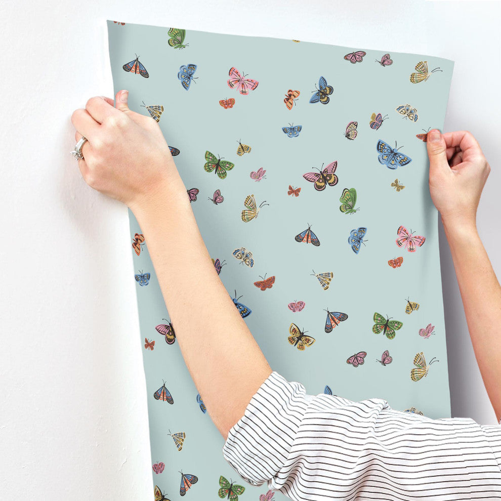 Butterfly House Light Blue Wallpaper