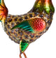Glossy Metal Rooster Decor with Turquoise Tail