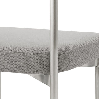 Veronica Shannon Round Dining Table 5-Piece Set, Brushed Steel, Gray Fabric
