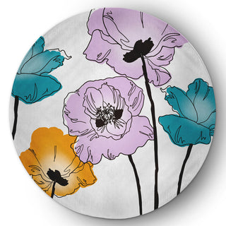 Popping Poppies Spring Chenille Rug, Lilac, 5' Round