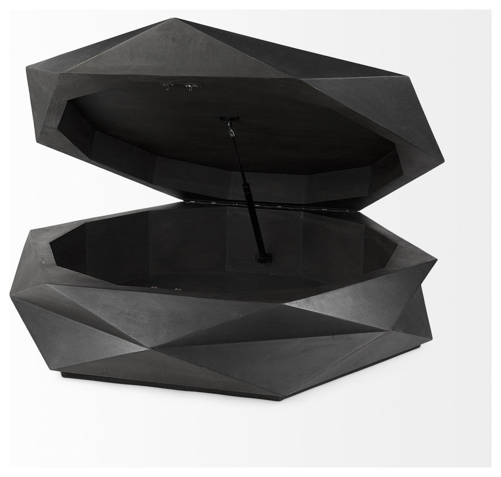 Mod Geometric Black Solid Wood Coffee Table