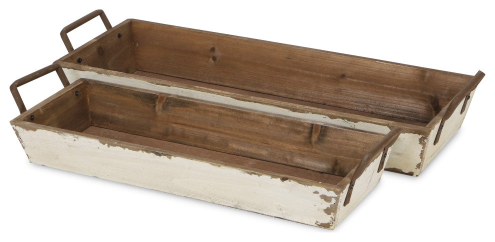 Tapered Wooden Desk Organizers, Set of 2