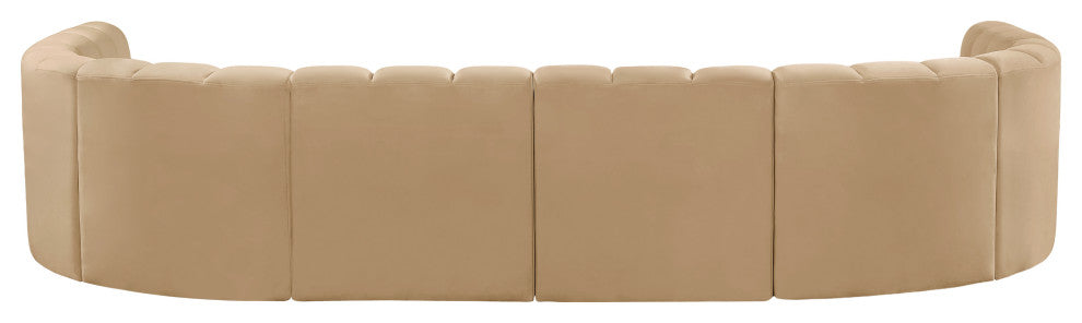 Arc Velvet Upholstered 8-Pc. U-Shaped Modular Sectional, Camel