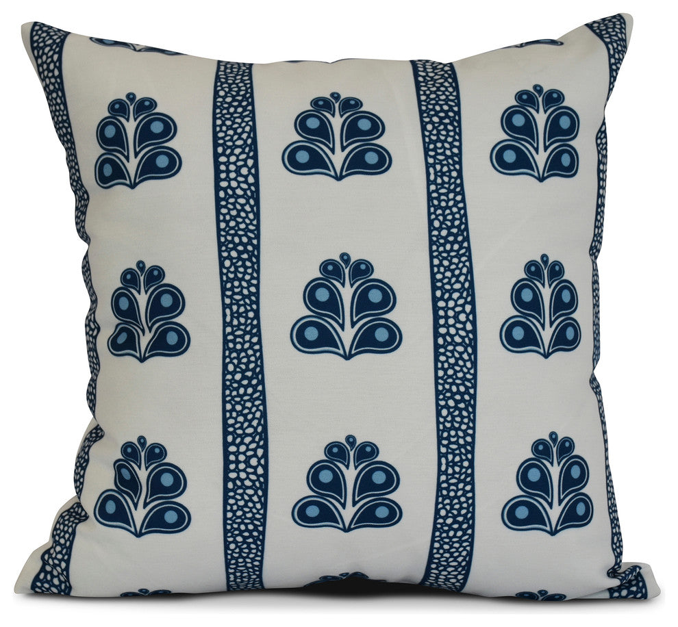 18x18", Geometric, Wacky Stripe Outdoor Pillow, Blue