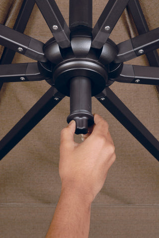 Skye 8.6' Square Umbrella With Cross Bar Stand, Ginkgo