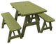 Pressure Treated Pine Picnic Table With 2 Benches, Linden Leaf Stain, 5 Foot, With Umbrella Hole