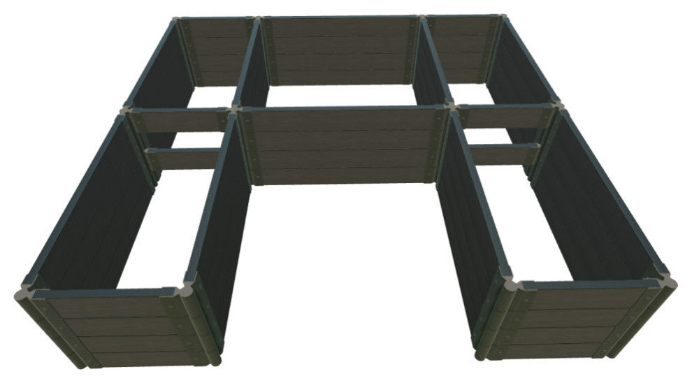Weathered Wood Walk-In U-Shape Ft. Bragg 8'x8'x22" Raised Garden Bed, 2" Profile