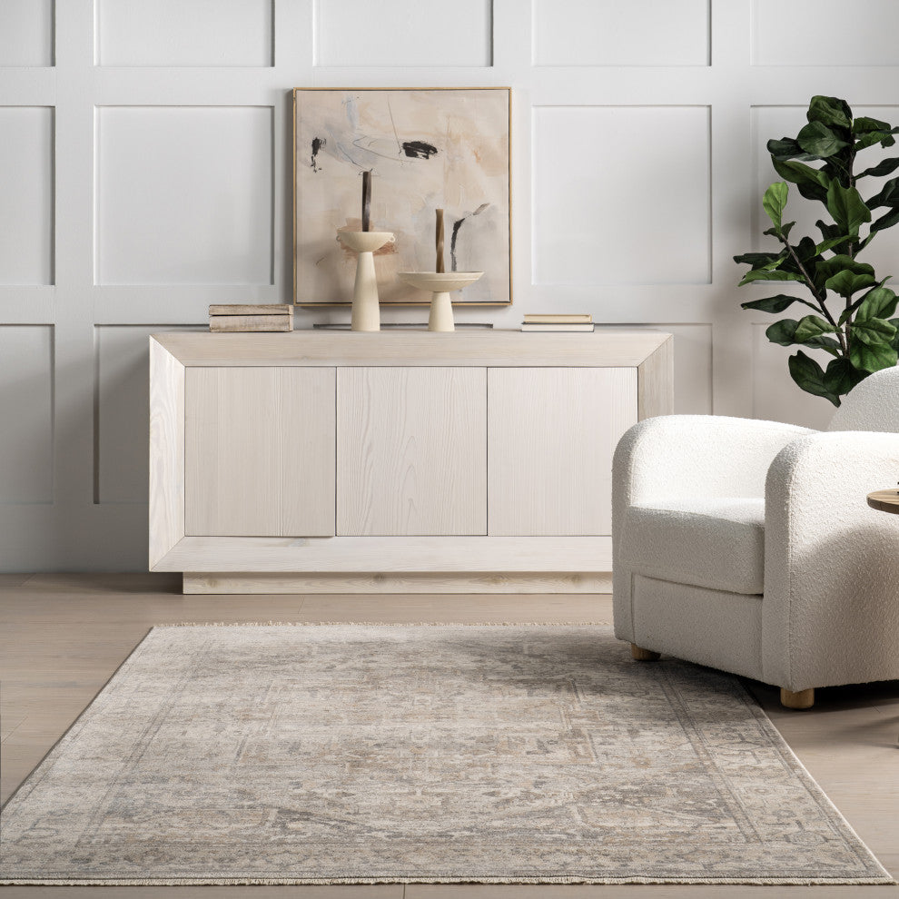 Nuloom Ehtel Medallion Fringe Traditional Area Rug, Neutral 2'x3'