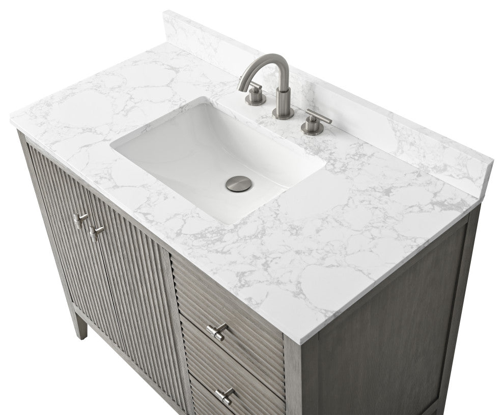 Vanity Art Freestanding Vanity, Driftwood Gray, 42", Single Sink, Brushed Nickel