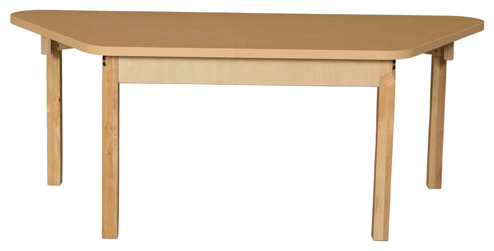 Trapezoidal High Pressure Laminate Table With Hardwood Legs, 16"