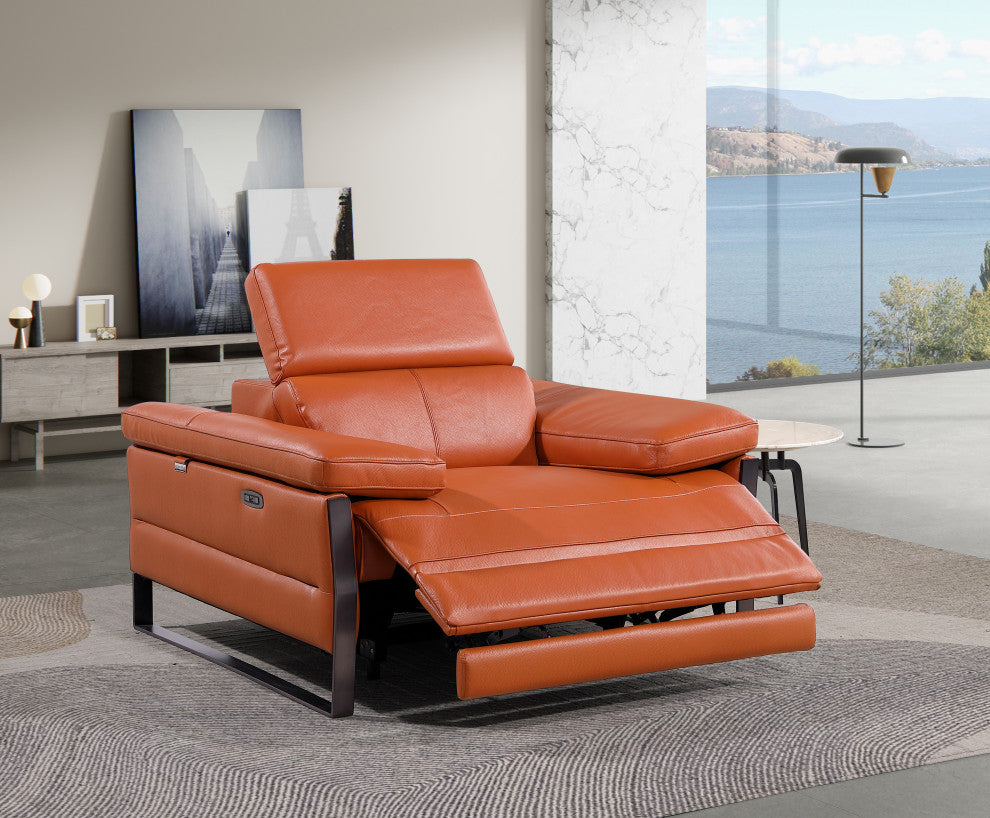 Antonio Italian Leather Power Reclining Arm Chair, Camel