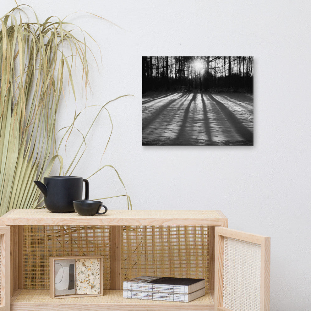 Primitive Wall Decor: Black & White Canvas Photo Print Winter Shadows, 16" X 20"