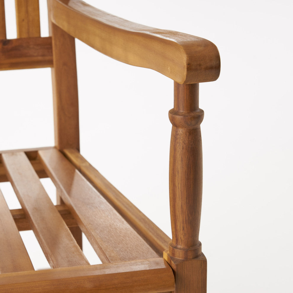 Penny Outdoor Acacia Wood Rocking Chairs, Set of 2, Teak Finish