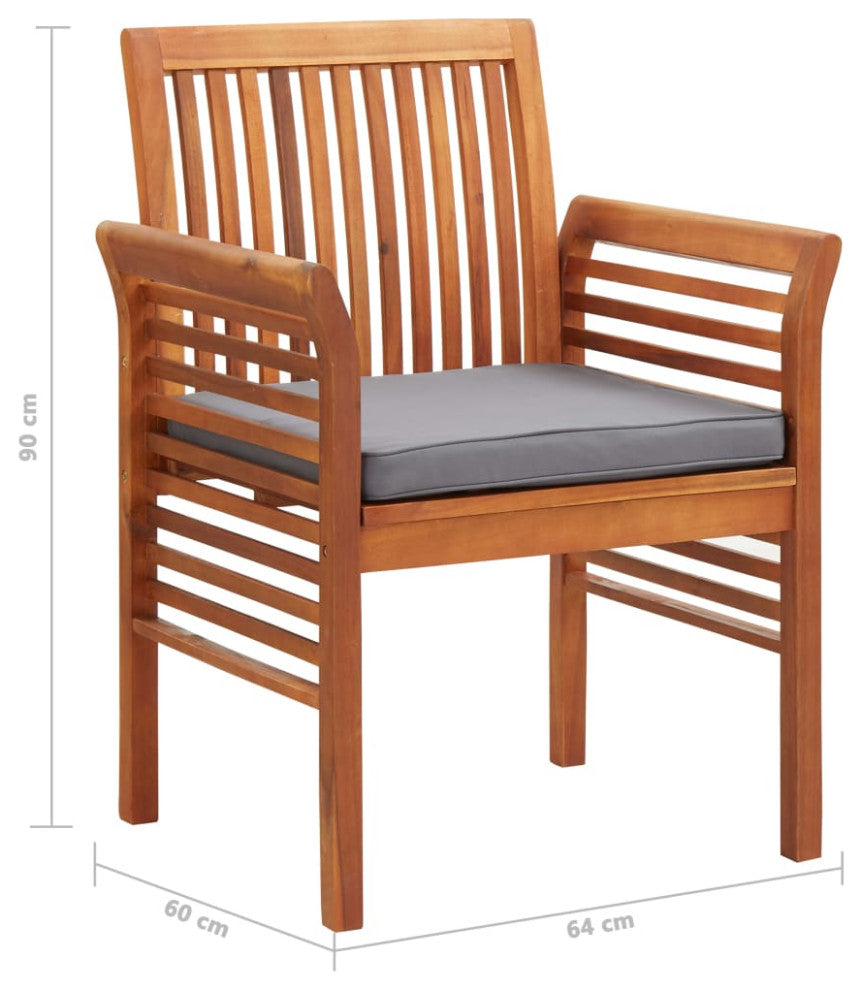 vidaXL Solid Acacia Wood 7 Piece Patio Dining Set with Cushions Table Chairs