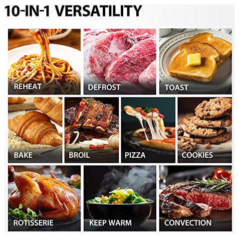 AC25CEW-BS Large 6-Slice Convection Toaster Oven Countertop, 10-In-One with, Speedy 10-in-One