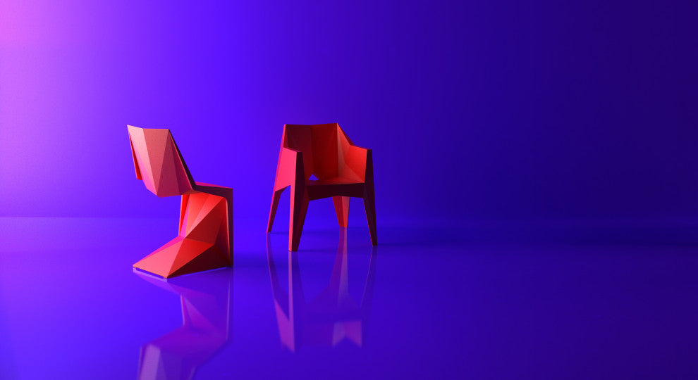 Voxel Chair, Set of 4, Basic/Injection, Red