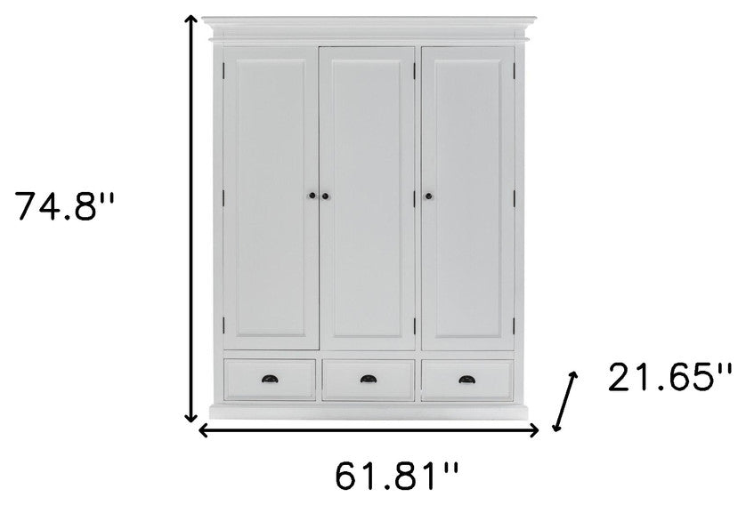 62" Off White Solid Wood Frame Standard Curio Cabinet With Six Shelves