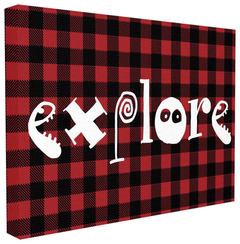 Explore Plaid Typography, 30"x40", Stretched Canvas Wall Art