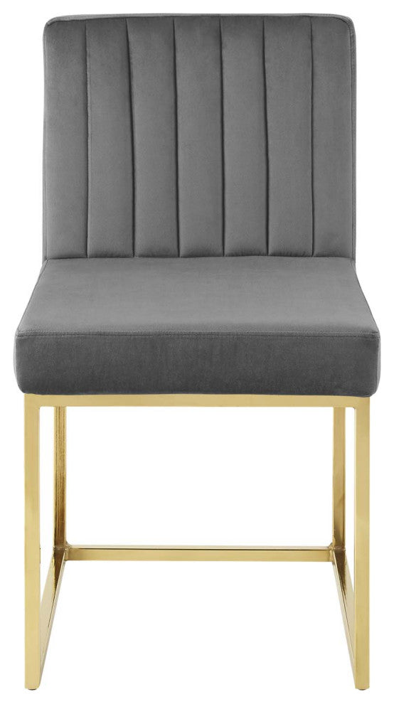 Carriage Dining Chair Performance Velvet Set of 2 - Gold Charcoal