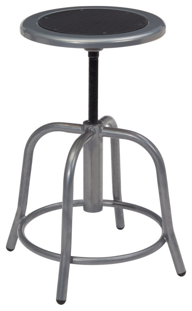 NPS 18-24" Height Adjustable Swivel Stool, Grey Frame, Black Seat