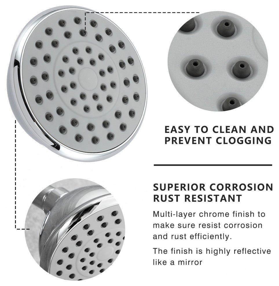 Chrome 6 Inch Shower Faucet wih Tub Spout Combo (Valve Included)