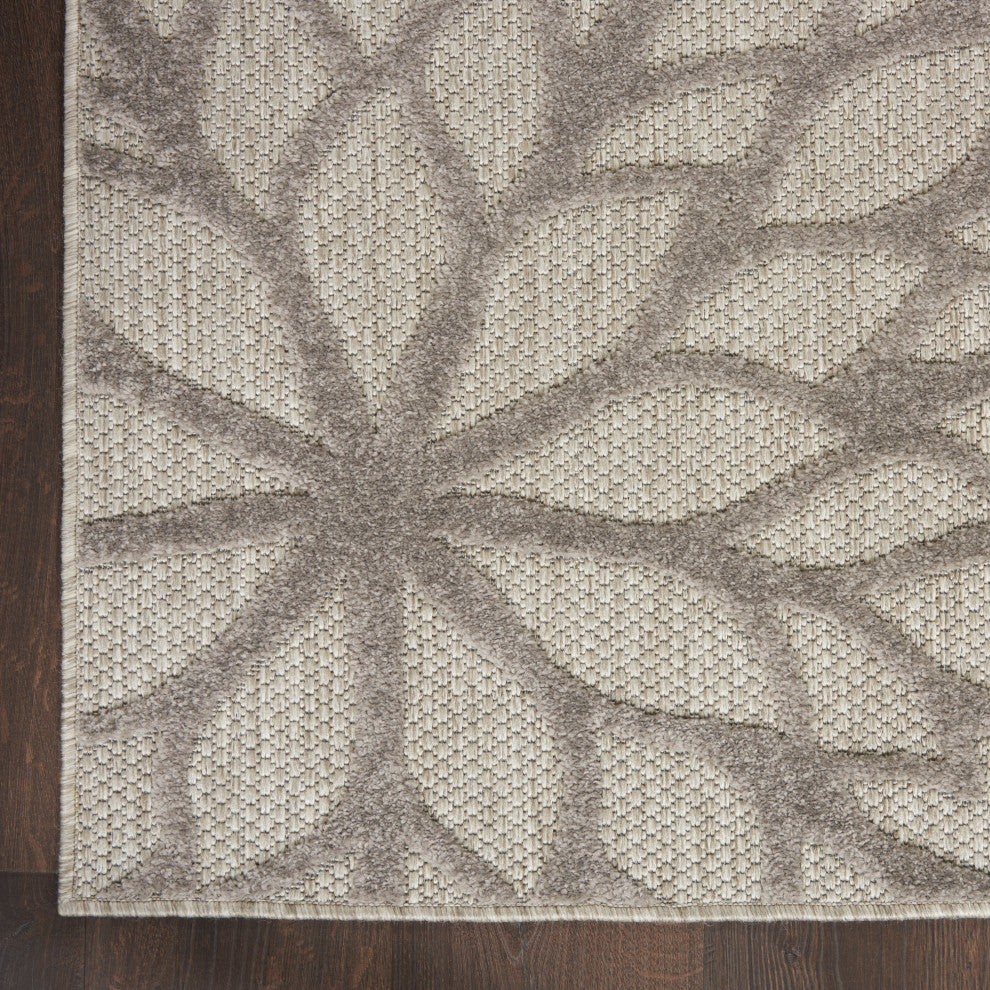 Nourison Aloha 3' x 5' Silver Grey Tropical Area Rug