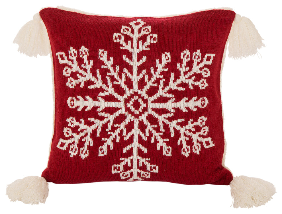 Red Acrylic Pillow Cover With Tassels