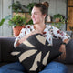 Plutus Black Palm Floral Luxury Throw Pillow, 16"x16"