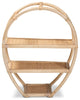 Ruana Modern Bohemian Natural Brown Finished Rattan 3-Tier Display Shelf