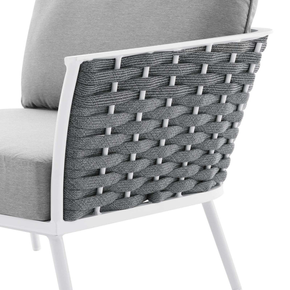 Sectional Sofa Table Set, White Gray, Aluminum, Modern, Outdoor Patio